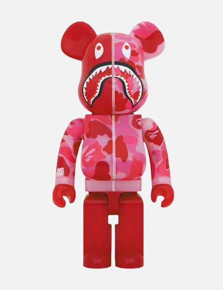 Medicom Toy Bearbrick x BAPE ABC Camo Shark 1000% in Clear Red