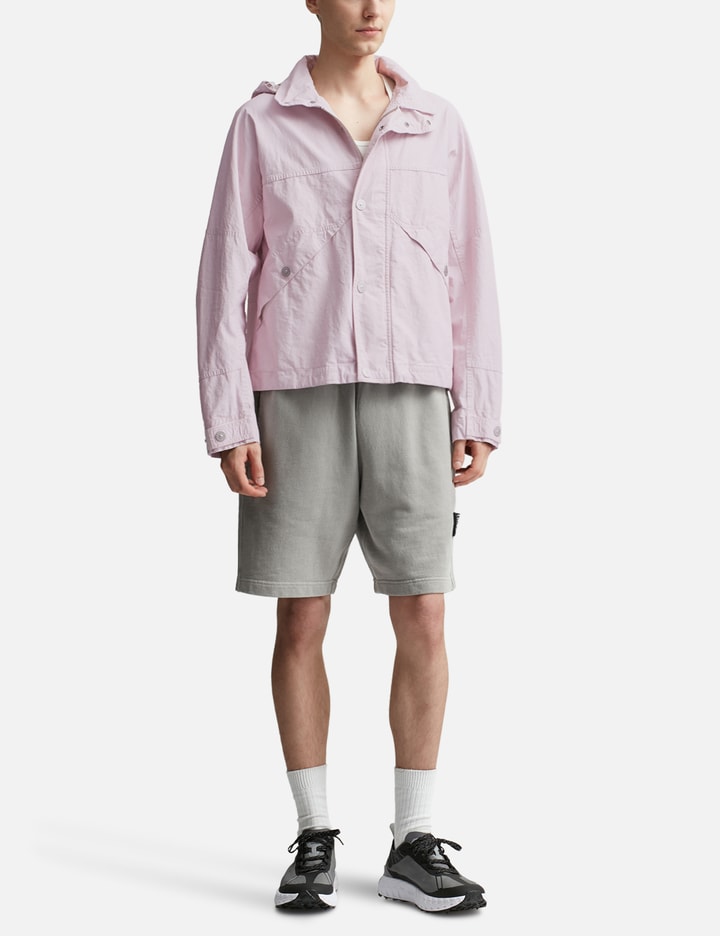 Shop Stone Island Marina_raw Plated Linen Hooded Blouson In Pink