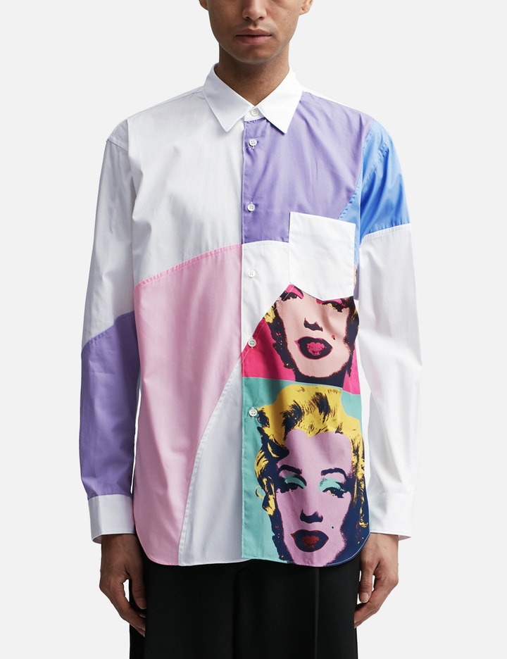 Shop Cdg Shirt Marilyn Monroe Color Block Collage Shirt In White