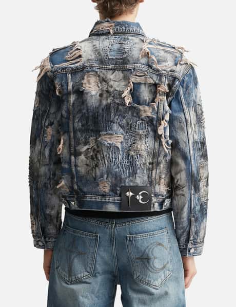 Hard-Washed Damaged Denim Jacket view 13
