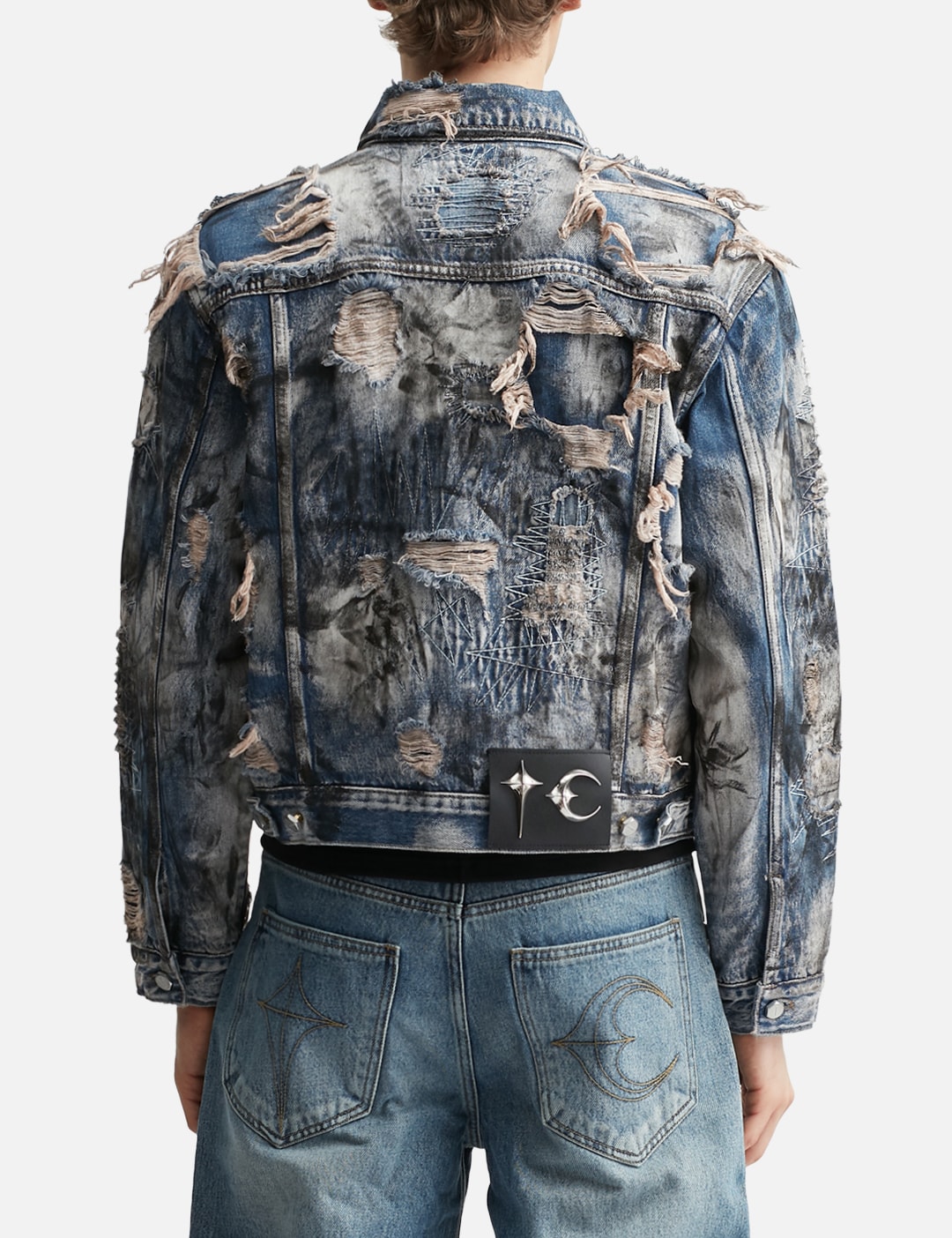 Hard-Washed Damaged Denim Jacket view 14