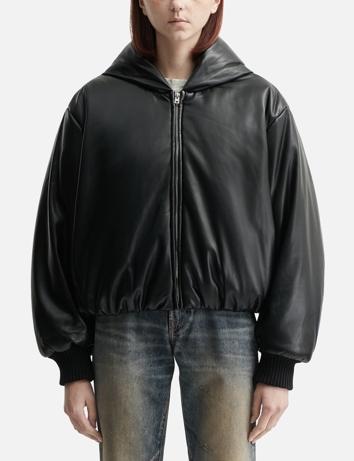 Hooded Faux Leather Jacket Placeholder Image