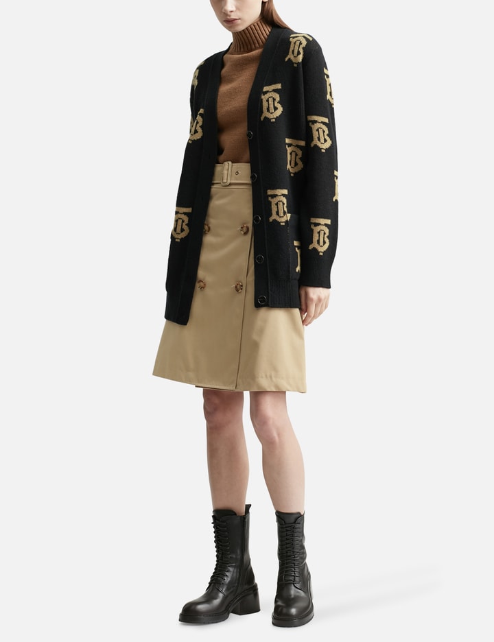 Shop Burberry Cotton Trench Skirt In Beige