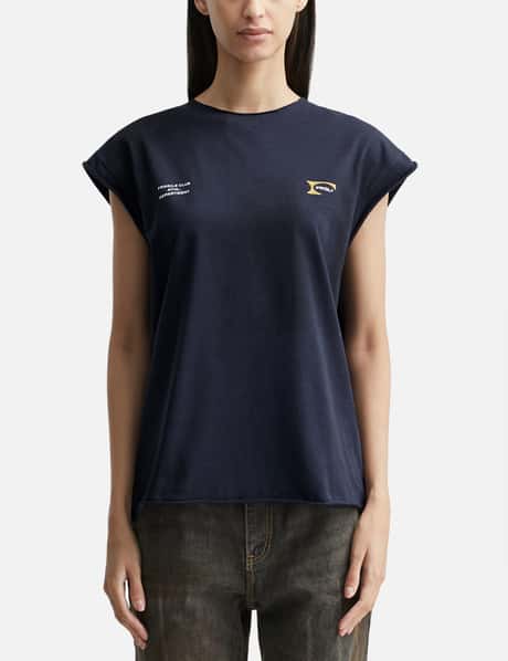 FRAGILE CLUB Navy Muscle Tank Top