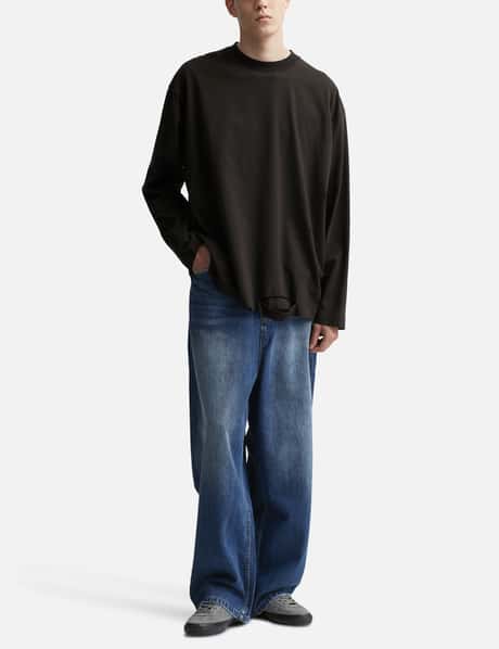 CODA - Indigo Washed Distressed Extended Cut Luft Jeans | HBX