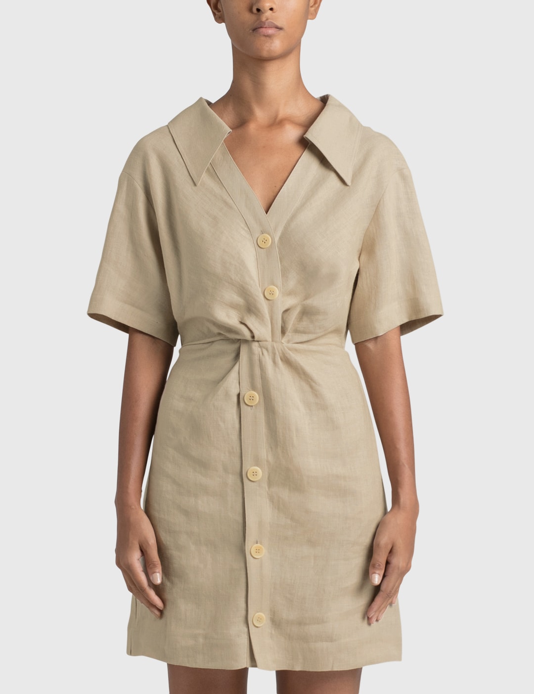 nanushka shirt dress Nanushka short-sleeve Shirt Dress | Neutrals