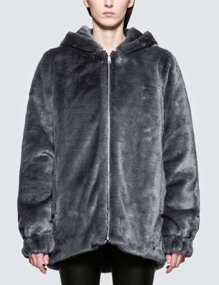 Oversized Faux Mink Bomber Jacket Placeholder Image