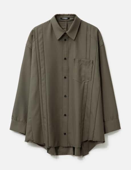 CODA Khaki Wool Oversize d Reconstructed Sames Shirt