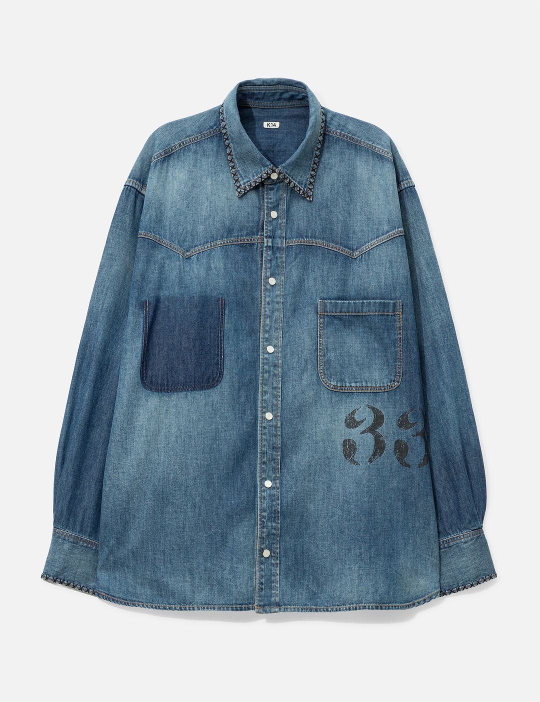 Hand-Embroidered Denim Shirt view 7