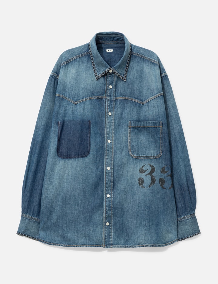KHOKI Hand-Embroidered Denim Shirt