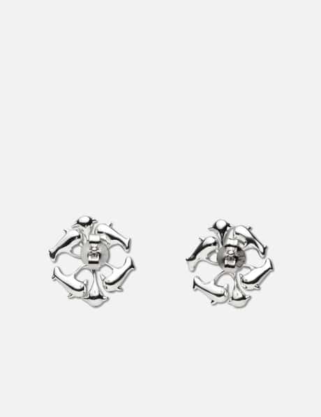 Silver Logo Spikes Stud Earrings view 6