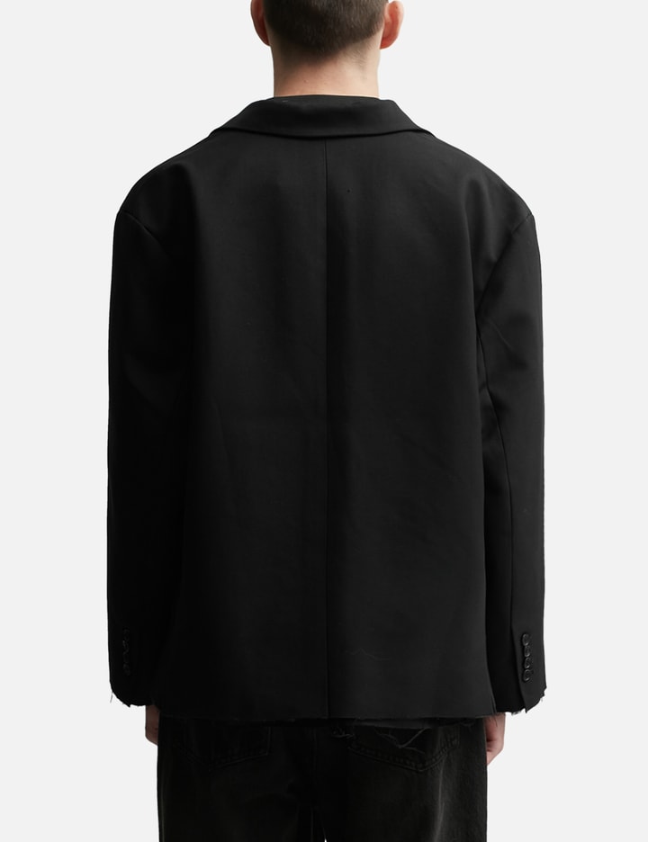 Black Wool Gabardine Oversized Demolished Blazer Placeholder Image