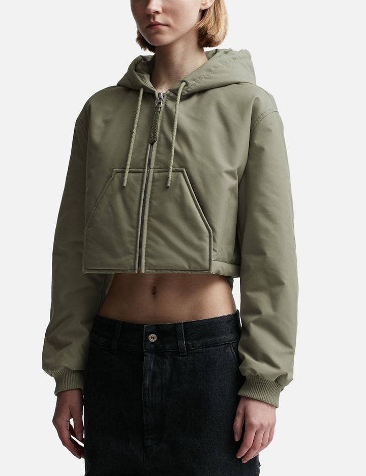 Shop Loewe Cropped Hooded Jacket In Green