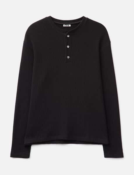 COOR Waffle Henley Neck Long Sleeve T-shirt