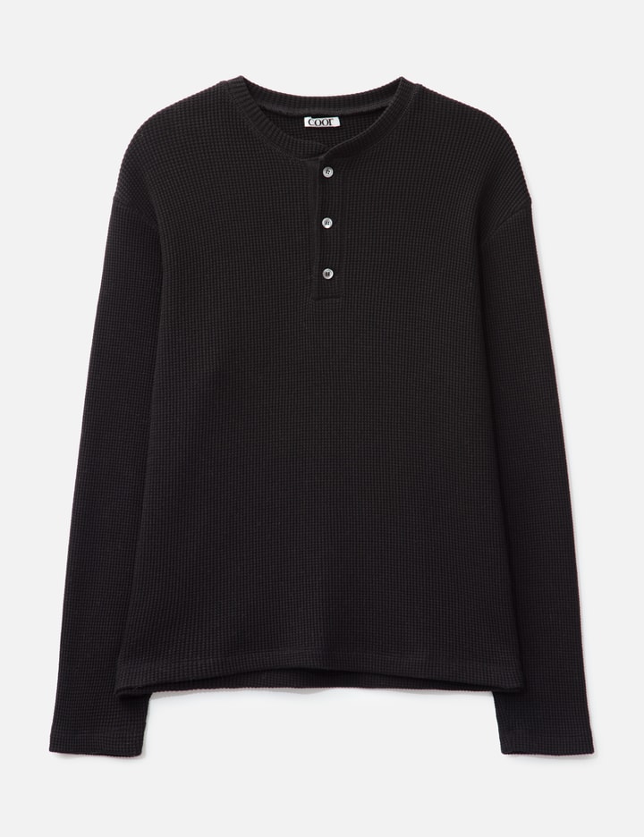 Waffle Henley Neck Long Sleeve T-shirt Placeholder Image