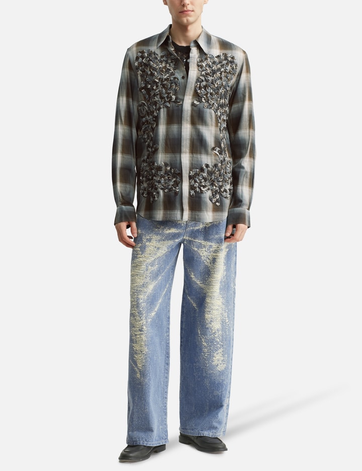 Taakk Check Embroidery Shirt In Black