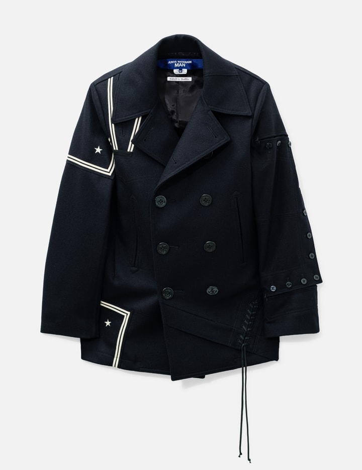 Junya Watanabe Man Junya Watanabe Man X Rebuild By Needles Irregular Patchwork Wool Navy Peacoat