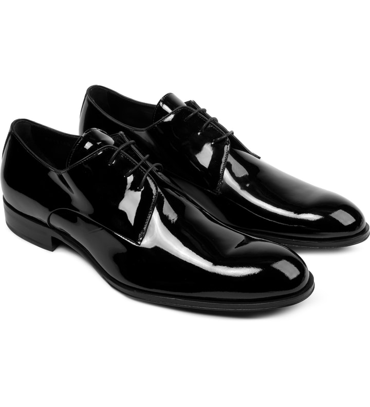 Black Poitier Patent Derby Shoes Placeholder Image