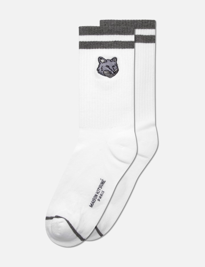 Maison Kitsuné Bold Fox Head Sporty Socks In White