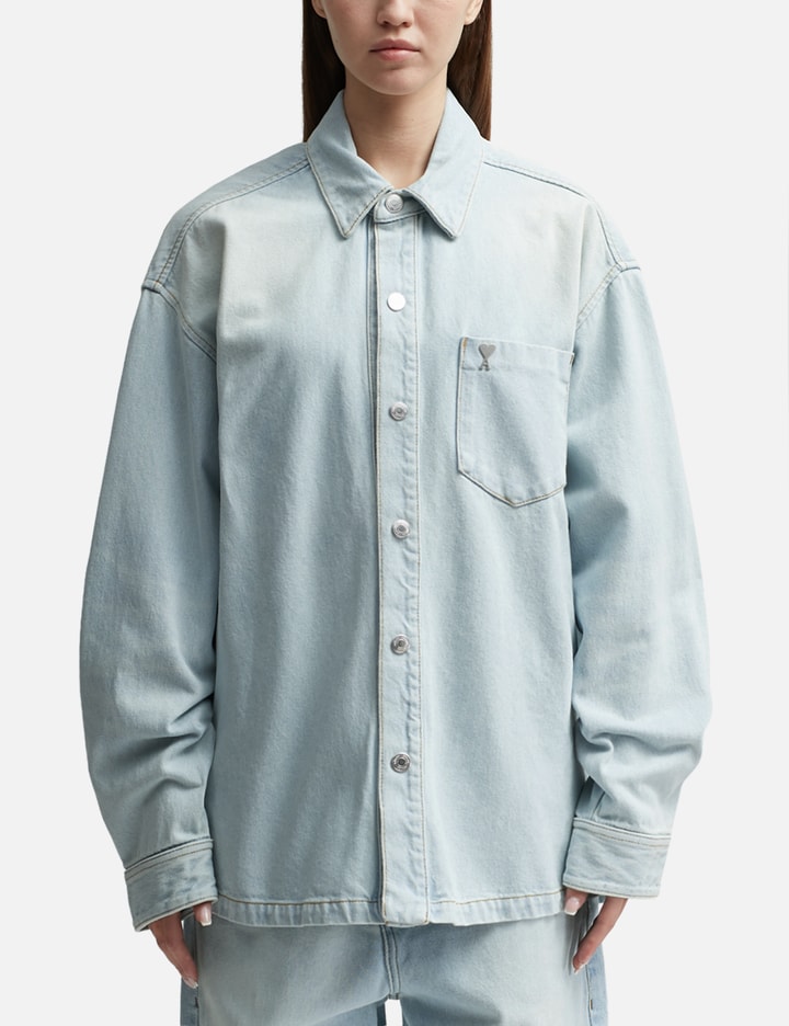 AMI Paris Logo-print cotton overshirt