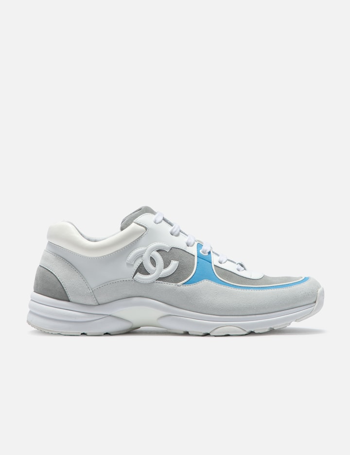 Chanel 2018 18S CC Logo Low Top Sneaker White/Silver/Blue 38.5
