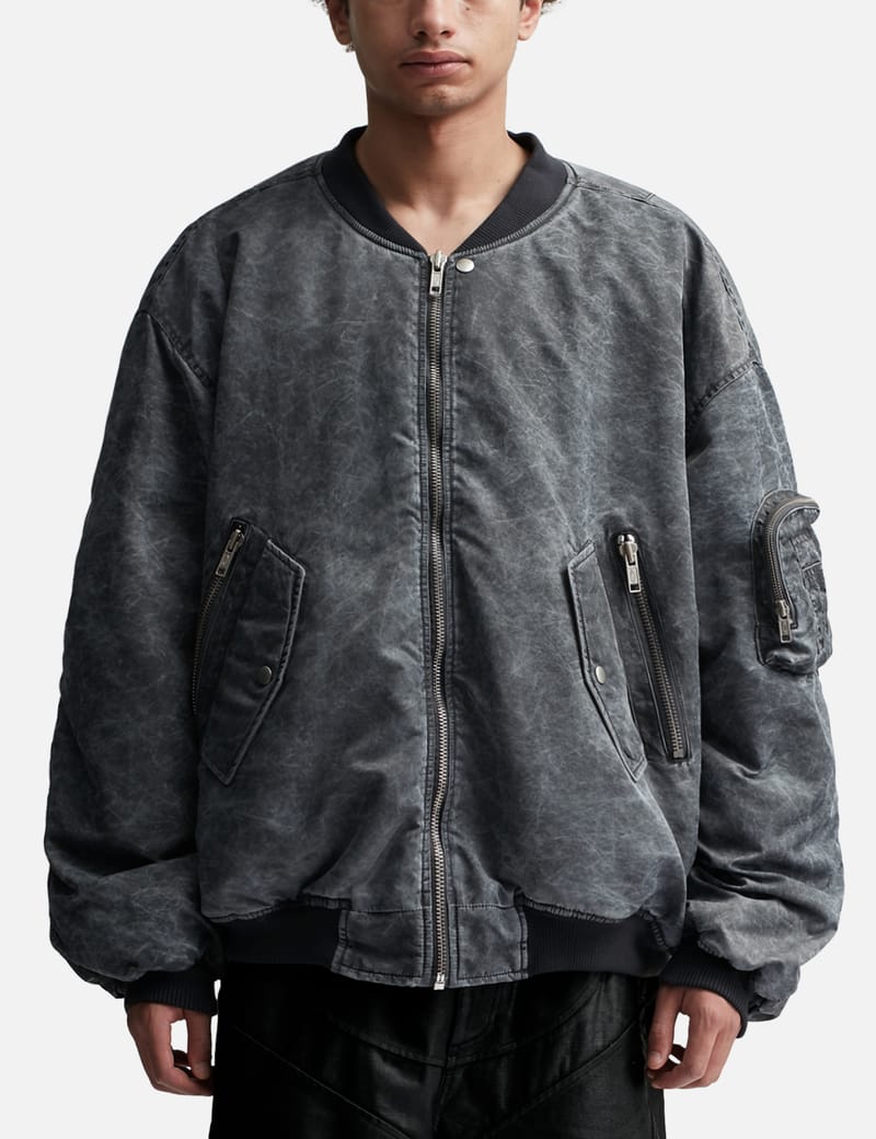 MUSINSA | GRAILZ DIRTY WASHED BOMBER JACKET [BLACK]