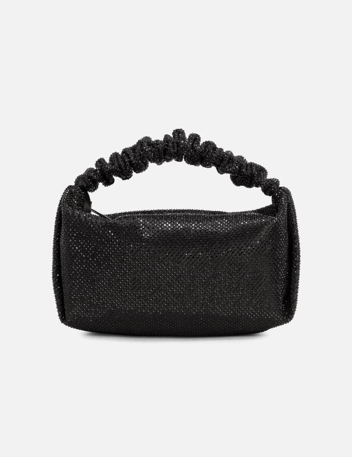 Shop Alexander Wang Satin Scrunchie Mini Bag With Clear Beads In Black