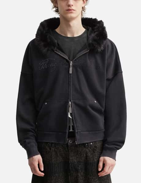 "Nyra" Zip-Up Hoodie With Detachable Fur Trim Hood view 18