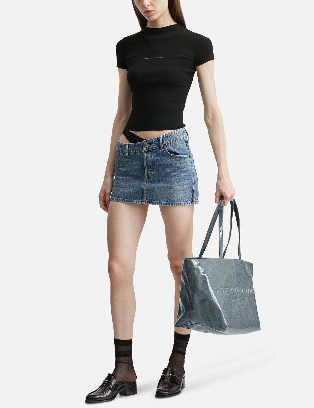 Lacquered Denim Punch Large Tote view 15
