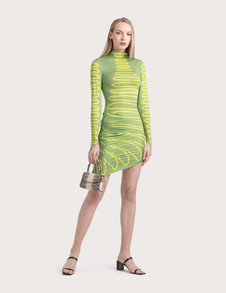 maisie wilen green dress Maisie Wilen Women's Perforated Turtleneck Mini Dress in Chartreuse Maisie Wilen