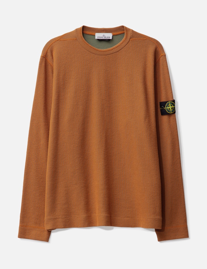 Stone Island Ribbed Crewneck Sweater In Orange