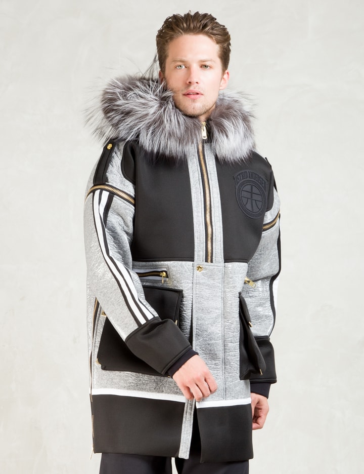 Grey/black Detact Sleeve Hooded Parka Placeholder Image