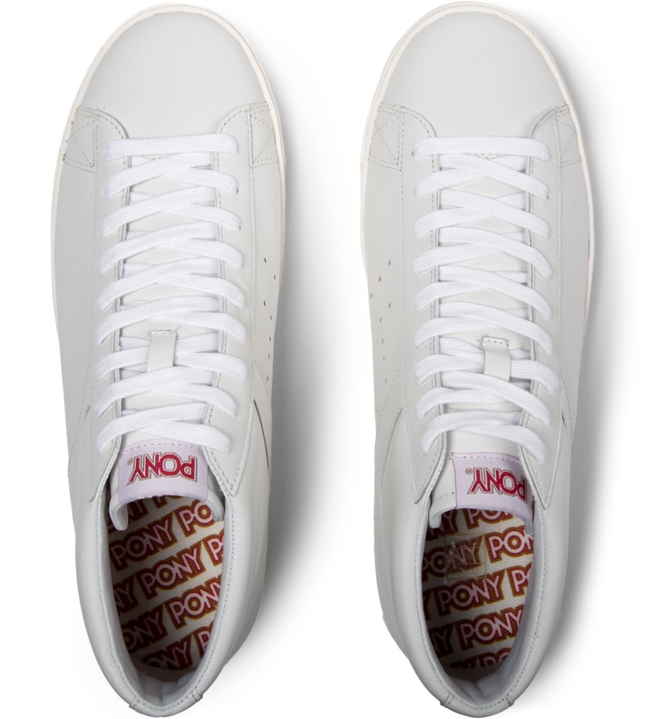 White/White Perf Topstar Hi Leather Sneakers Placeholder Image