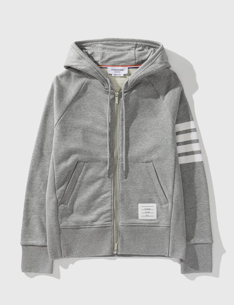 Thom Browne Loopback Jersey Knit 4-Bar Zip-Up Hoodie