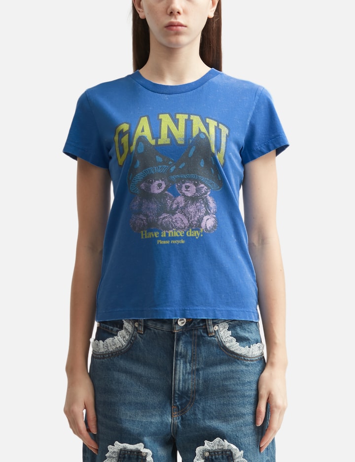 Ganni Baby Fit T-Shirt With Mushroom Teddy