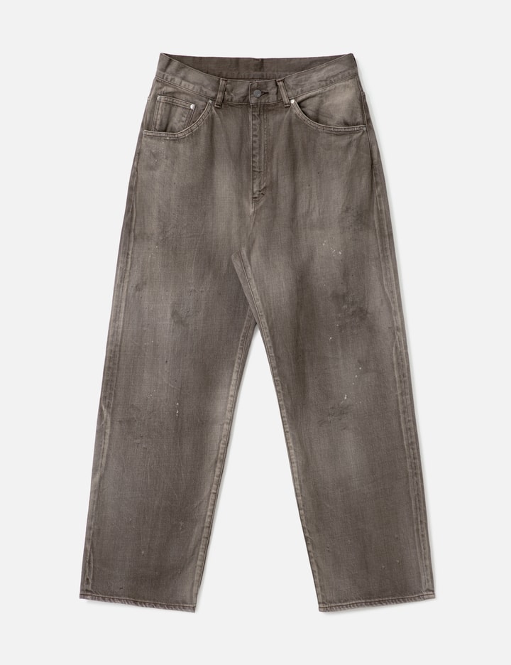 Ancellm Tapared Denim Pants In Brown