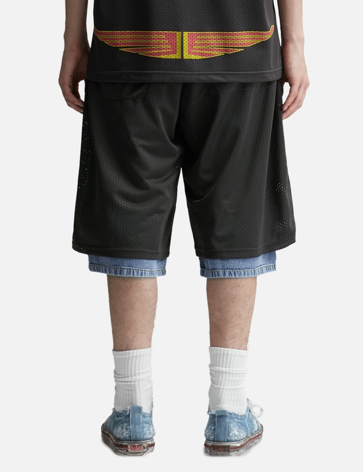 P-Ecky Wide-leg shorts in jersey, mesh and denim Placeholder Image