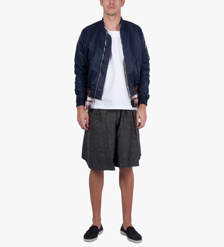 PHENOMENON Navy Check Mix MA-1 Blouson Jacket