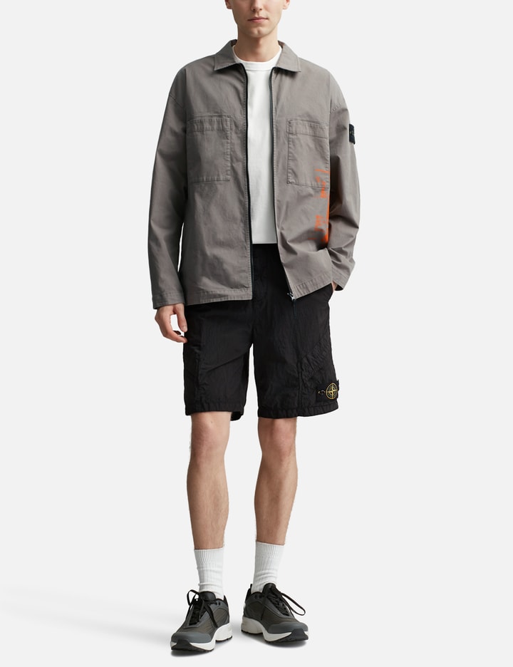 Shop Stone Island Poster Four Print_supima® Cotton Overshirt In Grey