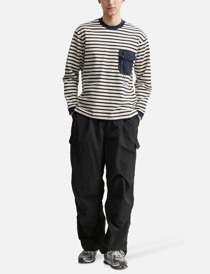 and wander Stripe Pocket Long Sleeves T-Shirt