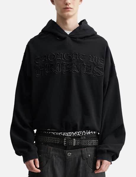 "Soloman" Embroidered Hoodie In Washed Black view 10
