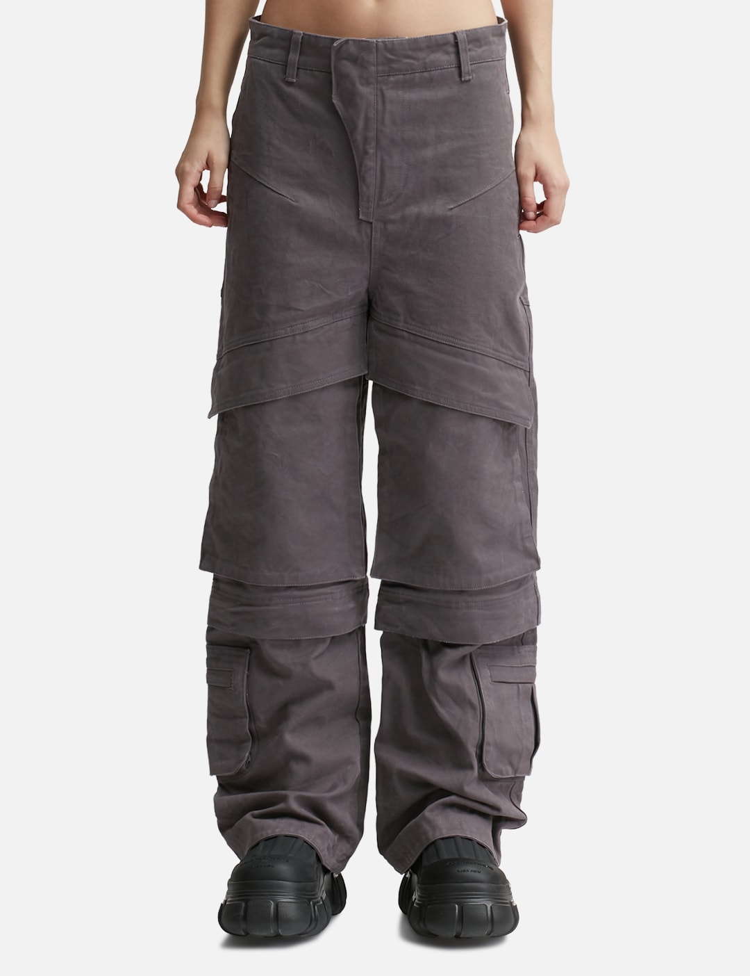 Cotton fleece cargo pants in grey - Entire Studios