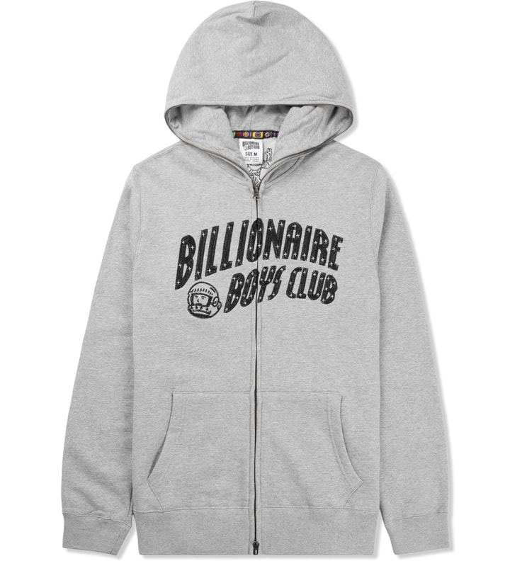 Heather Grey Arch Logo Zip Front Hoodie Placeholder Image