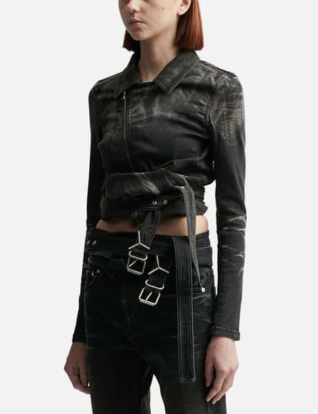 Wrap Fitted Denim Jacket view 7