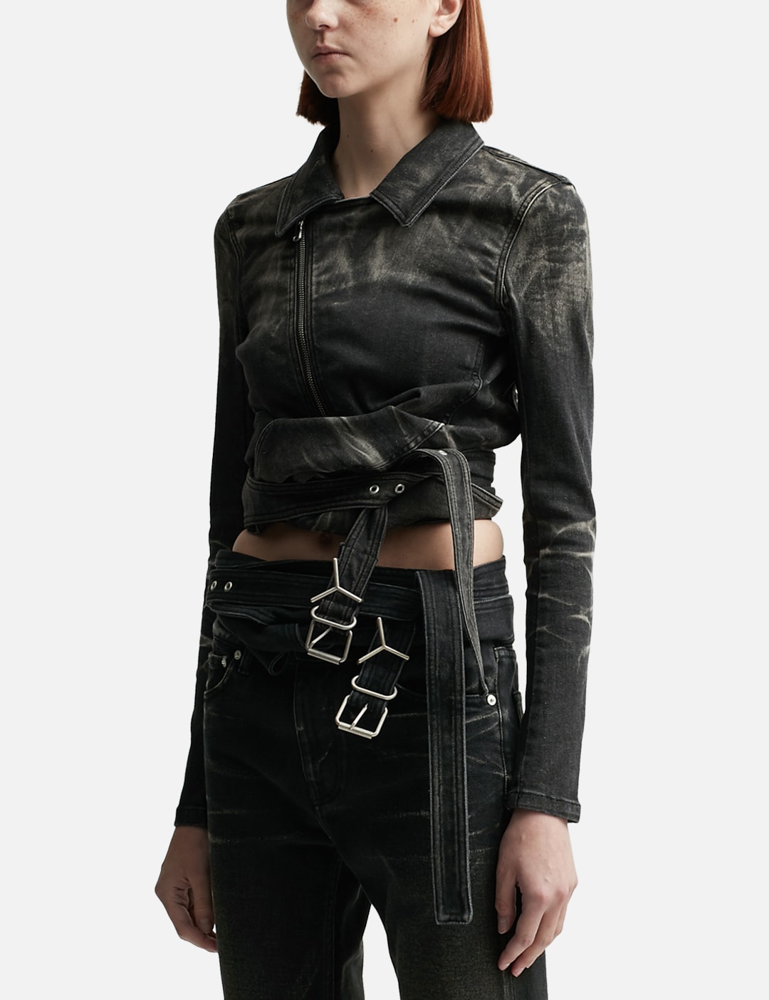 Wrap Fitted Denim Jacket view 14