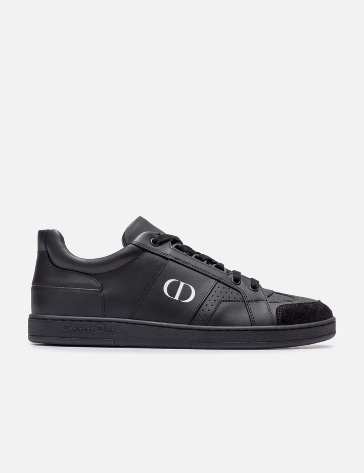 Dior Logo Print Leather Sneakers In Black