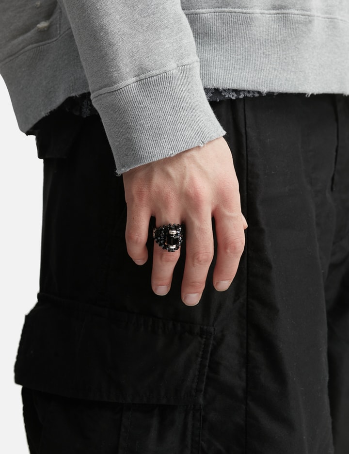 Needles X Tie A Knot Square Crystal Beads Ring In Black
