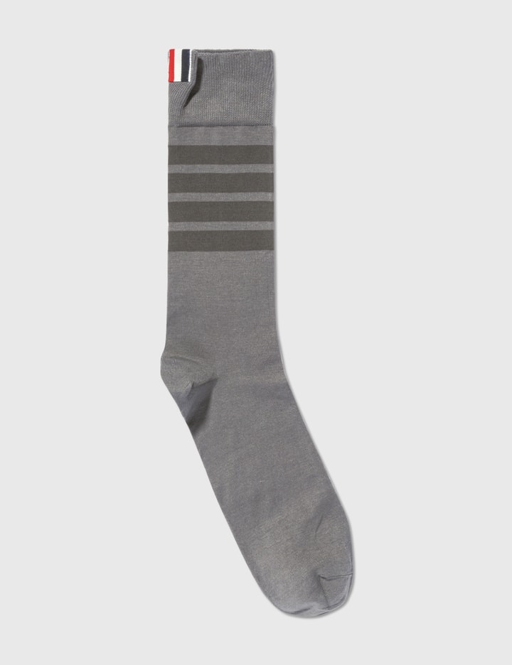 Shop Thom Browne Cotton 4-bar Mid-calf Socks In Grey