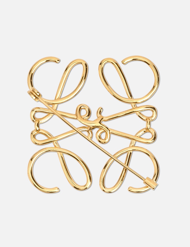 Loewe Anagram Brooch In Gold