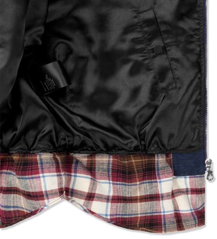 PHENOMENON Navy Check Mix MA-1 Blouson Jacket